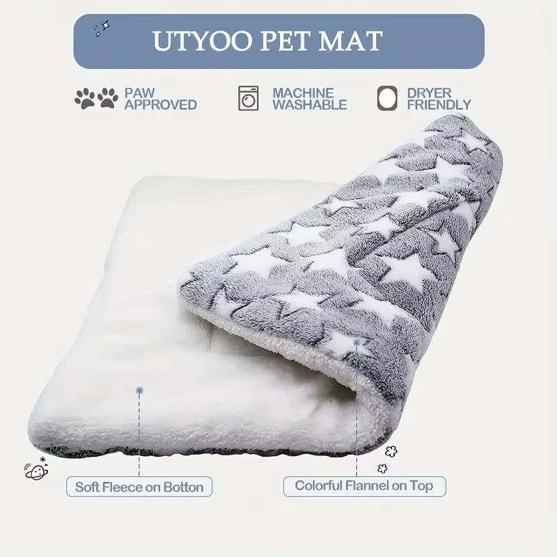 Dog Sleeping Mat Pet Bed Cat Bed Soft Hair Thickened Blanket Pad Fleece Home Washable Warm Bear Pattern Blanket Pet Supplies