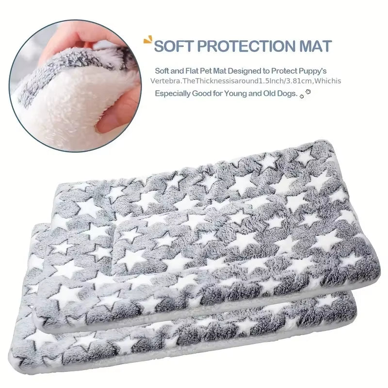 Dog Sleeping Mat Pet Bed Cat Bed Soft Hair Thickened Blanket Pad Fleece Home Washable Warm Bear Pattern Blanket Pet Supplies