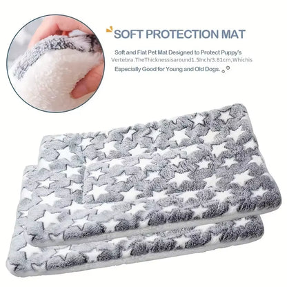 Dog Sleeping Mat Pet Bed Cat Bed Soft Hair Thickened Blanket Pad Fleece Home Washable Warm Bear Pattern Blanket Pet Supplies